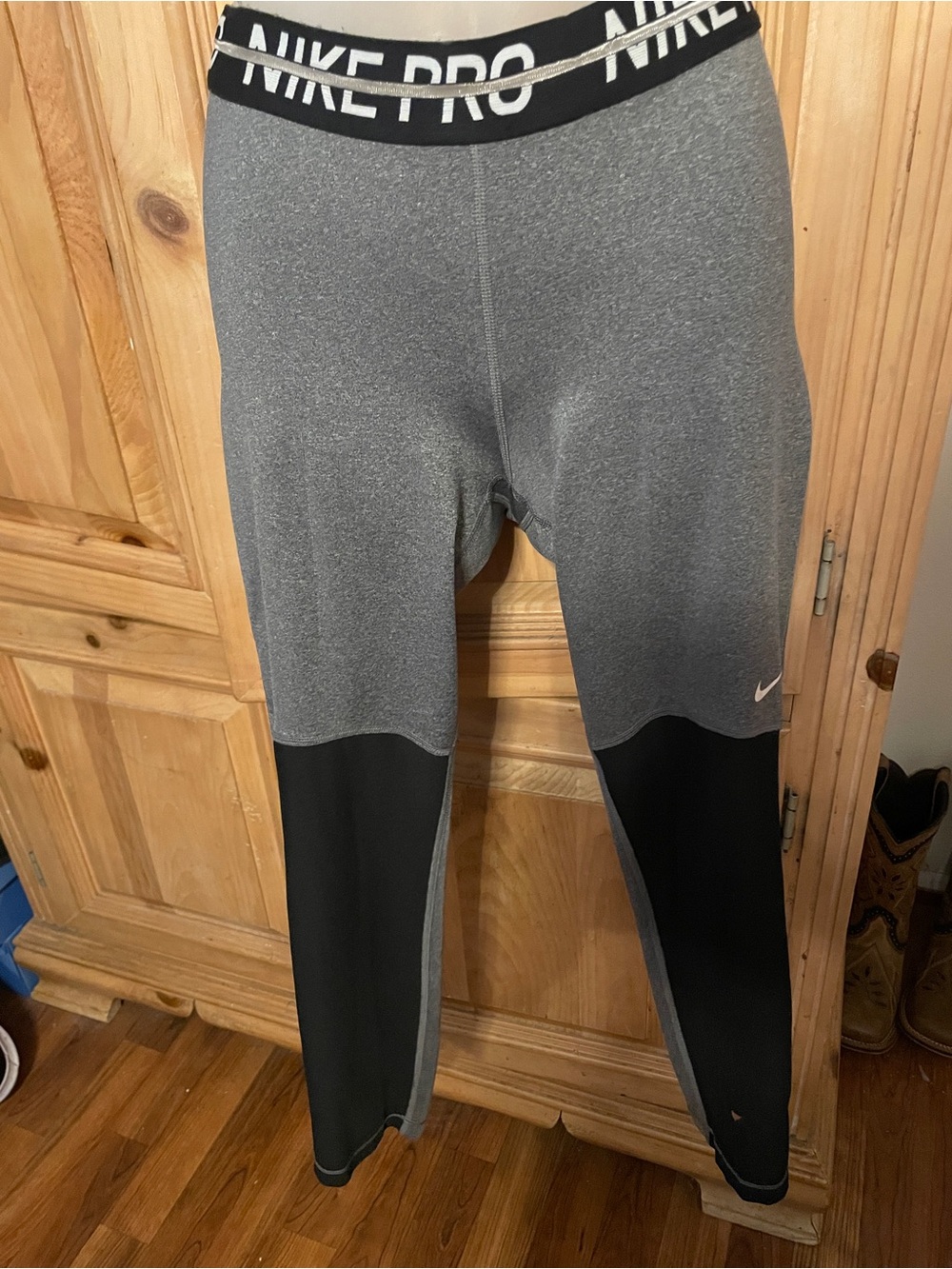Nike Pro (2) womens Grey and Black Compression Leggings and Navy Nike proshorts